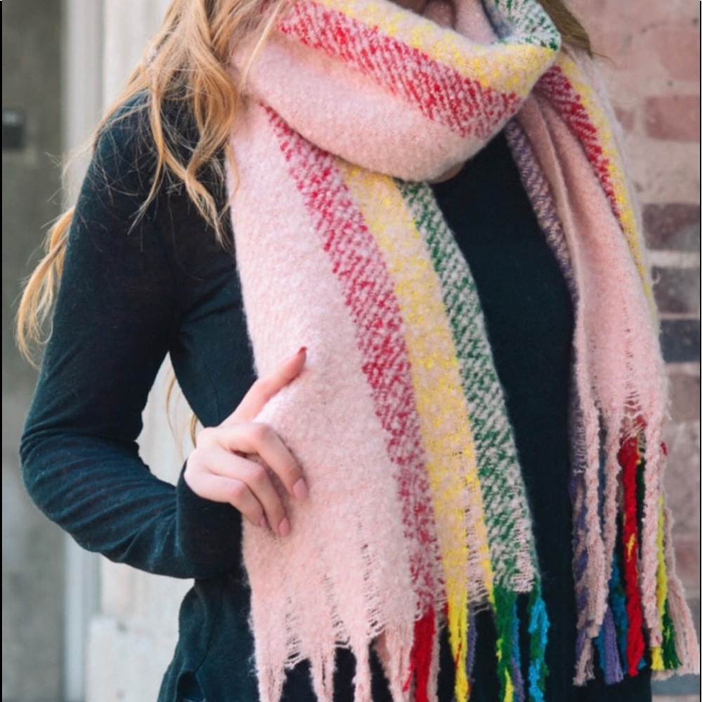 Rainbow tassel Blanket scarf multicolor, cozy,soft - Picture 3 of 6
